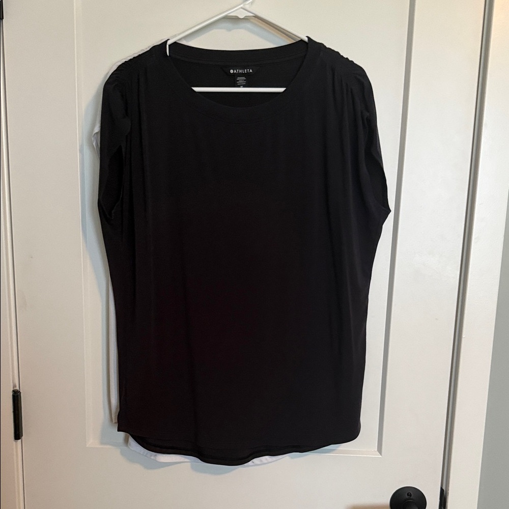 Athleta Classic Black and White Blouse set